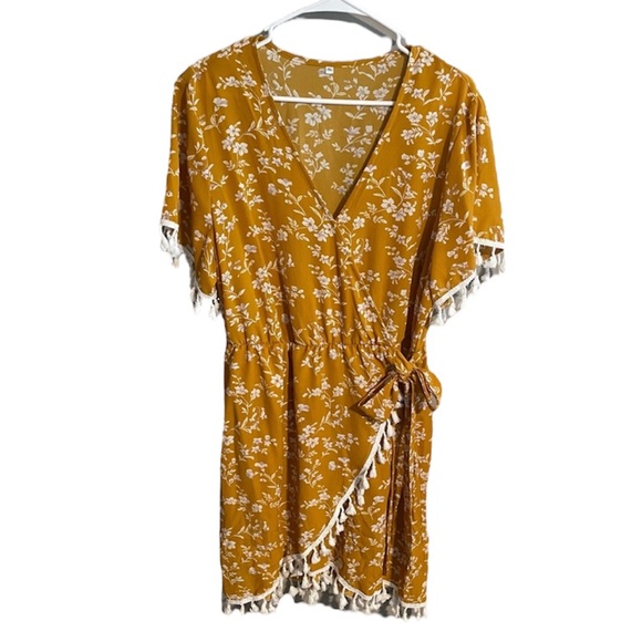 Faux Wrap Floral Tassel Dress - Picture 3 of 11